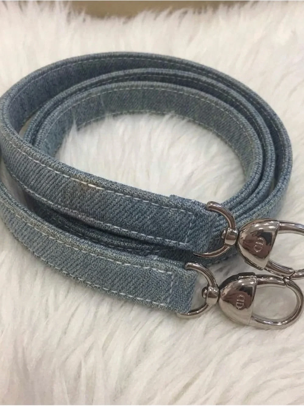 Dior Denim Blue Cannage Satchel with Clear Handles
